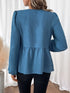 'Sorrel' Tie Up Front Puff Sleeve Blouse - Celes Fashion